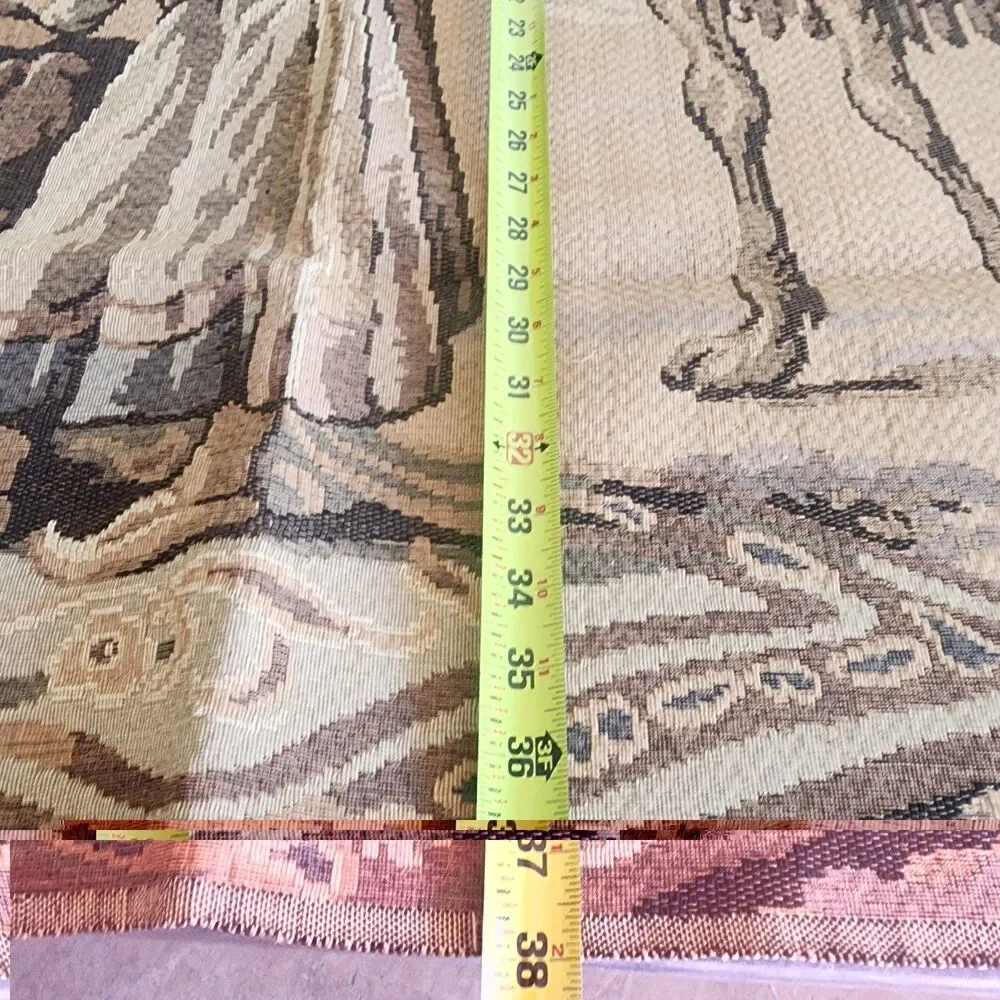 Vintage Machine Woven Jacquard Tapestry Middle Eastern Orientalist Caravan Scene
